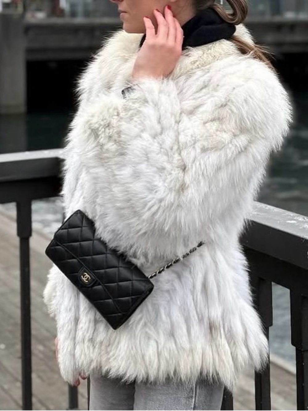 Cream Faux Fur Jacket - Women's Cozy Coat - Picture 12 of 12